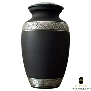 Handcrafted Aluminum Memorial <b>Urn</b> Black meena Cremation <b>Urns</b> with Meena Coating <b>Large</b> (220 Cu In) & Keepsake (3 Cu In) - Product Image 2
