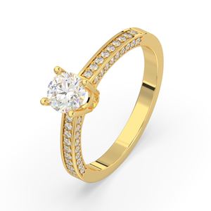 Designer Classic Style 925 Sterling Silver Ladies Engagement <b>Ring</b> <b>Gold</b> Plated Zircon Stone Wedding Jewellery - Product Image 2
