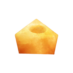 Hermosa forma de triángulo de portavelas de sal de roca rosa con estilo de flor tallada - Product Image 4