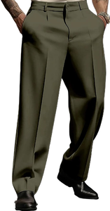 Pantalons décontractés à jambes larges plissés de style vintage pour homme, style old money - Product Image 6