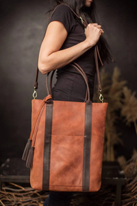 Sac fourre-tout de luxe en cuir véritable pleine fleur fait main pour femme avec fermeture éclair, sac à bandoulière en cuir de vachette pour dames - Product Image 1