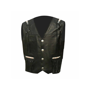 Chaleco occidental Reversible para hombre, decoración de botones de cuero impermeable, cierre de cremallera, a prueba de viento, transpirable, ropa exterior de invierno sólida - Product Image 1