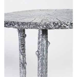 Table d'appoint et d'appoint en fonte d'aluminium Table d'appoint occasionnelle Finition étain avec patine DE MZ INTERNATIONAL - Product Image 2