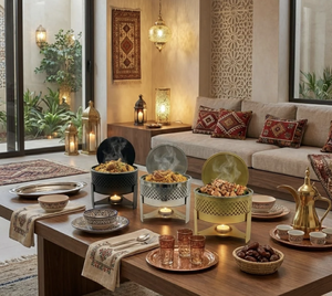 Plat de service en acier inoxydable au design moderne, noir poli, découpe au laser, pour buffet, chauffe-plat, support pour bougie chauffe-plat, maison, hôtel - Product Image 4