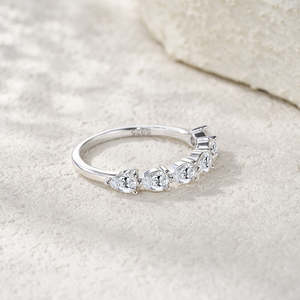 Anillo de Compromiso de Lujo con Moissanita Corte Pera de 3x5mm, Media Eternidad, Moderno, para Boda, Aniversario, Fiesta, Plata de Ley S925, Regalo - Product Image 4