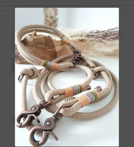 Conjunto de Correa y Collar para Perro de Cuerda de Algodón Tau, Color Crema Marrón, Personalizado, Hecho a Mano, Trenzado, Correa Resistente para Perro - Product Image 2