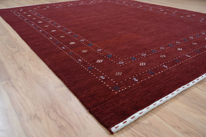 Alfombra Gabbeh de Lana Tejida a Mano, Color Granate Borgoña, Decoración Rústica, Alfombra Grande de Color Rojo Oscuro para el Hogar, Diseño Acogedor - Product Image 5