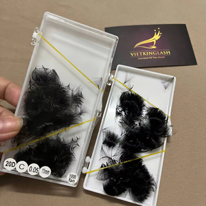 Extensions de cils professionnelles faites à la main à ventilateur facile 20D coréen PBT hybride longueur classique Volume Extensions de cils plateaux au Viet Nam - Product Image 1