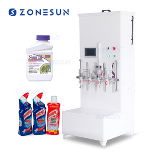 Zonesun ZS-YTCR4 bán tự động 4 đầu thuốc tẩy nhà vệ sinh sạch chai chất lỏng trọng lực chống ăn mòn máy làm đầy chất lỏng - Product Image 1