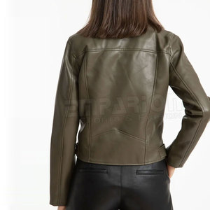 Chaqueta de cuero con diseño de logotipo personalizado para mujer, moda informal para exteriores, invierno, venta al por mayor - Product Image 3