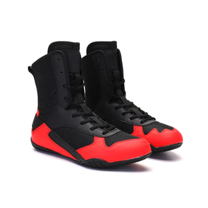 Supportive Pakistan Made High-Top Boxing <b>Shoes</b> Natural Rubber Leather Lightweight Breathable Ankle Stability All Weather <b>Grip</b> - Product Image 3