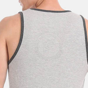 Camiseta sin mangas para hombre de color sólido al por mayor, ropa deportiva personalizada, diseño informal de punto transpirable - Product Image 4