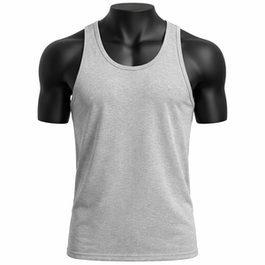 Camiseta sin mangas personalizada para hombre, camiseta de gimnasio sin mangas, de algodón transpirable, lisa, para fitness, venta al por mayor, OEM - Product Image 1