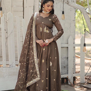 Vestido de trabajo de secuencia de bordado de seda de Georgette de diseñador por Fab Zone - Product Image 1