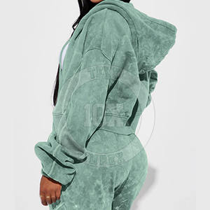 Sweat à capuche délavé et pantalon de jogging vintage ensemble vêtements quotidiens pour femmes survêtement délavé à l'acide ensemble de survêtement pour femmes à la mode - Product Image 3