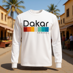 Camiseta Retro Vintage Dakar Senegal de Manga Larga, Producto Promocional Elegante - Product Image 3