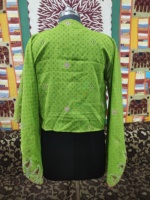 Blouse Modeste en Soie Vintage Indienne Faite à la Main Style Bohème Hippie Assortie Crop Top Court Manches Cloche Imprimé Floral avec Ceinture pour l'Été