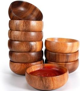 Cuencos Redondos de Madera Natural Hechos a Mano con Acabado Pulido, Patrón de Grano Visible, Utensilios de Cocina para Servir - Product Image 1