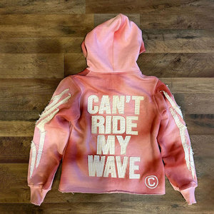 Sudadera con Capucha Bordada con Logotipo Cosido a Mano, Acabado Crudo, Algodón Suave Lavado, Sudadera con Capucha con Gráfico Bordado - Product Image 2