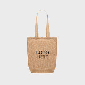 <b>Medium</b> Natural Unlined Jute Tote <b>Bag</b> Base Gusset Eco-Friendly Linen Screen-Printed Pattern for Daily Use Food Advertising <b>Gift</b> - Product Image 3