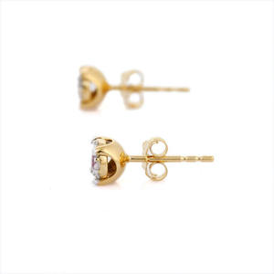 Boucles d'oreilles minimalistes en or jaune massif 14K Bijoux de mode à la mode Saphir rose naturel Pierre précieuse Petit diamant pour les fêtes - Product Image 3