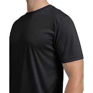 T-shirt décontracté à col rond pour homme, texture lisse, couleur unie, fournisseur OEM ODM, usine de vêtements en gros - Product Image 5