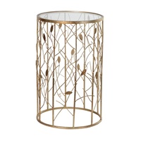 Plateau en verre plaqué or Accessoires de décoration pour la maison Table d'extrémité Meubles de luxe Table d'appoint Salon Hôtel Table d'angle