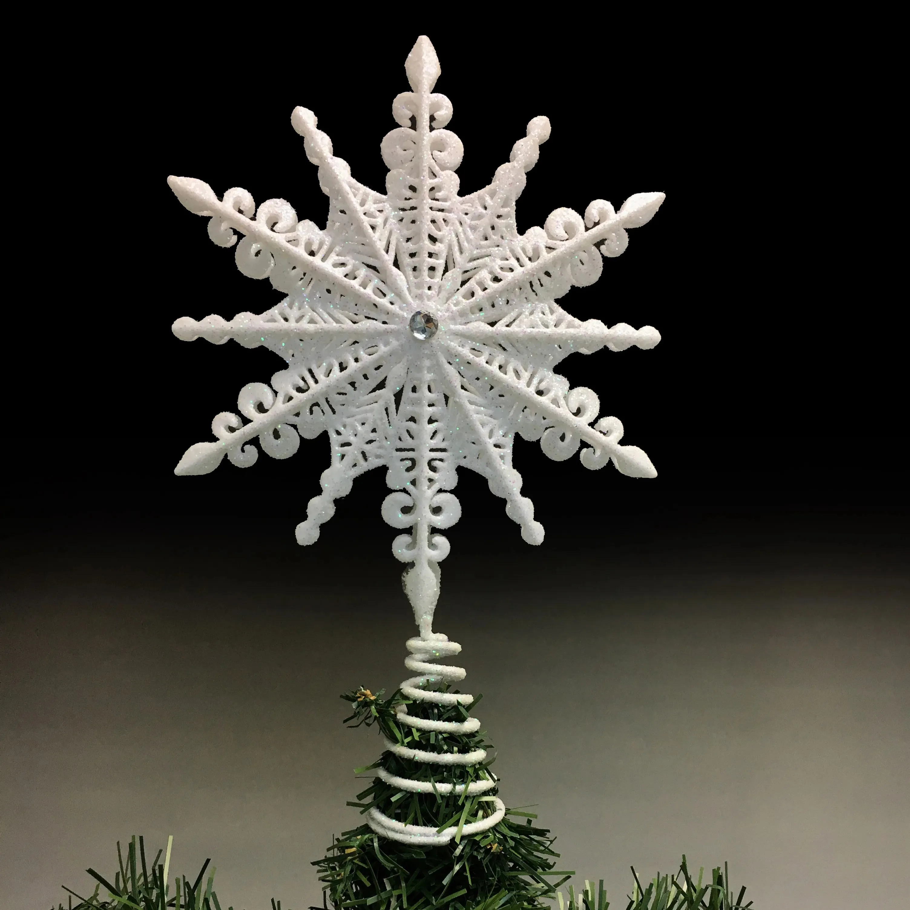 도매 크리스마스 전통 8 인치 흰색 무지개 빛깔의 반짝이는 선조 크리스마스 스타 트리 토퍼 스타 홈 장식 장식품