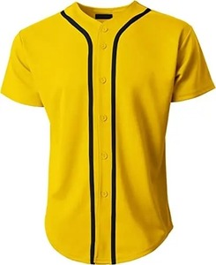 Couleur jaune Noir Rayé Design OEM Vêtements de sport personnalisés Vêtements de baseball et de softball Chemises à boutons en jersey Respirant Séchage rapide Adulte - Product Image 1
