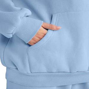 Women Winter Tracksuit Set Regular Fit Hooded Solid Color Stylish Sportswear for Gym and Daily Casual Wear - Product Image 6