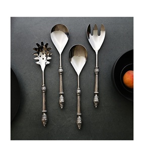 Miroitant acier inoxydable manche en métal argenterie couverts ensembles fourchette couteau cuillères couverts ensemble pour mariage fête hôtel - Product Image 4