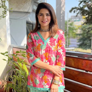 Nouvel ensemble de pyjama coordonné en coton floral pour femme - Respirant et à séchage rapide, pyjama d'été avec taille élastique - Product Image 1