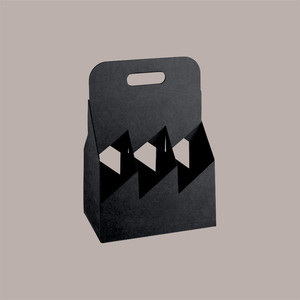 Cesta abierta para tiendas de vino-10 piezas de cartón Kraft negro rígido 270x180H350mm 6 botellas 500 ml soporte para aceite/cerveza - Product Image 5