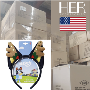 Diadema de Peluche con Orejas de Animal Azul, Temática Navideña, para Adultos y Niños, Color Azul, Stock en Almacén de CA, EE. UU. - Caja de 150 Unidades - Product Image 1