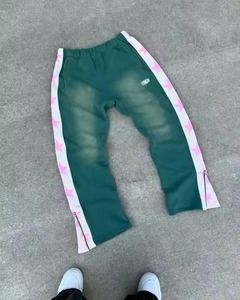 2025 personnalisé lavage à l'acide jambe large Baggy piste empilé sueur Streetwear pantalons de survêtement évasés hommes pantalons et pantalons pour hommes - Product Image 3