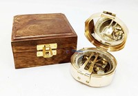 Brunton Compass Modern Wooden Box Gold-Plated Brass Polish Handmade Directional Navigation Instrument Outdoor Use Business Gift