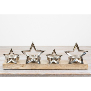Portavelas de estrella de Metal plateado decorativo moderno con Base de madera para Decoración de mesa del hogar, decoración de boda y Navidad para el hogar - Product Image 5