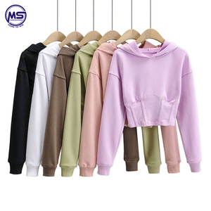 Women's Loose Fit Slim Waist Cropped Hooded Sweatshirt Long Sleeve Casual Crop <b>Top</b> with Navel Hip Hop Style for Autumn - Product Image 6