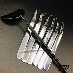 Pince à épiler pour extension de cils RMI couleur argent extra brillante avec poignée plane Logo personnalisé et pointe en fibre et pointe en diamant - Product Image 2