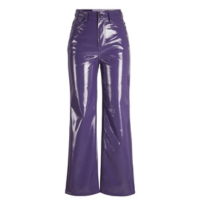 กางเกงกีฬาหนังแท้ PU ระบายอากาศปรับแต่งได้สำหรับผู้หญิงเอวกลางแบนด้านหน้ามีกระดุมตกแต่งสำหรับกีฬาฤดูหนาว - Product Image 1