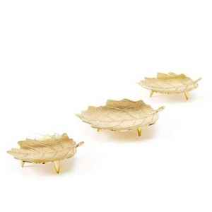 ชามสลัดผลไม้ดีไซน์รูปใบไม้สำหรับเสิร์ฟ,สลักเกลียวทำมือพร้อมผิวสีทองหรูหรา - Product Image 4