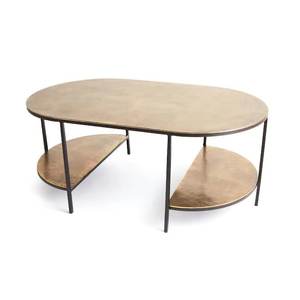 Muebles modernos y duraderos, mesa de centro, sala de estar, parte superior ovalada hecha a mano con acabado antiguo de latón para uso en interiores - Product Image 1