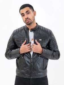 เสื้อแจ็กเก็ตผู้ชายทันสมัยที่สร้างขึ้นด้วยโครงสร้างไหล่และเย็บอย่างประณีตแจ็กเก็ตหนังแฟชั่นแนวสตรีท - Product Image 4