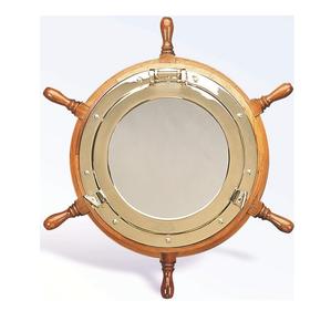 Nautical <b>Oak</b> Ship Wheel Brass Porthole Gold Metal <b>Frame</b> Art Deco Design for Ice Bucket Storage Box Gifts - Product Image 1