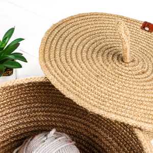 North African Cotton <b>Rope</b> Handcrafted Eco-Friendly Art Decor Storage <b>Baskets</b> 21x15cm - Product Image 5