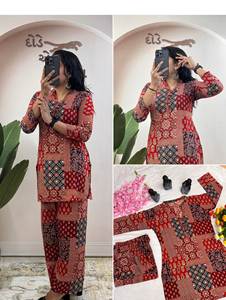 TOP PLAZZO Pure Soft Rayon Cotton Loose Silhouette Printed Foil Work <b>Suit</b> Formal Mini Summer <b>Dress</b> with Natural Waistline - Product Image 4