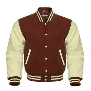 100% Wool <b>Leather</b> Embroidered Patches Chenile Patch Varsity <b>Jackets</b>-Chest Contrast Piping at Collar Ribbed Cuffs Varsity <b>jackets</b> - Product Image 5