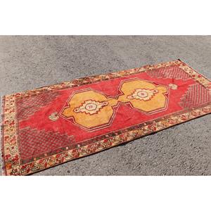 พรมตุรกี, พรมปูพื้นขนาด 3.6x8.7 ฟุต, พรมขนสัตว์สีแดงเหลือง - Product Image 2