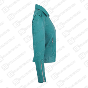 Chaqueta de Motociclista de Cuero Genuino para Mujer, Ajustada, Estilo Motero, Otoño Invierno, Impermeable, Cortavientos, Moda Casual, Ropa de Calle, OEM - Product Image 4