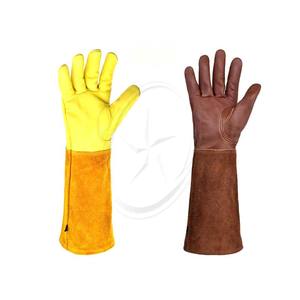Nuevos guantes de jardinería de tubo largo de piel de venado, guantes protectores de cuero de jardín resistentes a espinas de poda de rosas de Pakistán - Product Image 1